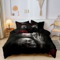 3Pcs Gothic Mexican Sugar Skull Woman Duvet Cover Bedding Set Floral & Skull Patterns - Ideal For Day Of The Dead Celebrations. 