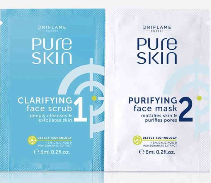 PureSkin Clarifying Face Scrub & Purifying Face Mask sachet