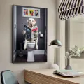 Funny Animal Highland Cow Monkey Dog Raccoon On The Toil Poster HD Posters Home Room Bar Cafe Decor Art Wall Painting Picture. 