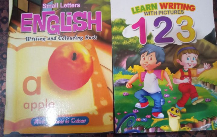 Small Alphabets abc and math counting Writing book with coloring pictures for children practice