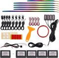 22 in 1 RGB Dreamcolor Acrylic Interior Car LED Strip Light with Wireless APP Fiber Optic Ambient Lighting Kits Neon Dual Zone (Color : Full Color Streamer, Size : 18 in 1). 