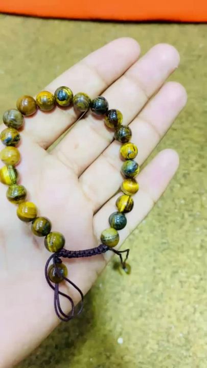 🐯 Natural Tiger Eye Beads Bracelet 🌊 Brown Water Wave Design | 100% ...