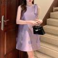 ZANZEA Women Elegant Sleeveless Mini Dress Korean Decor Flower Bow Tank Robe 2024 Autumn Round Neck Vestidos Holiday Party Dress.