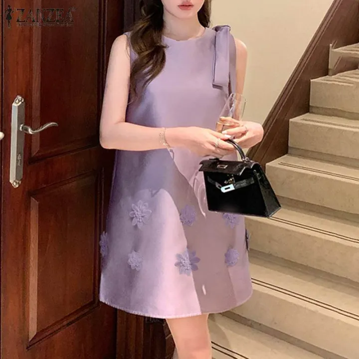 ZANZEA%20Women%20Elegant%20Sleeveless%20Mini%20Dress%20Korean%20Decor%20Flower%20Bow%20Tank%20Robe%202024%20Autumn%20Round%20Neck%20Vestidos%20Holiday%20Party%20Dress%20-%20Image%207