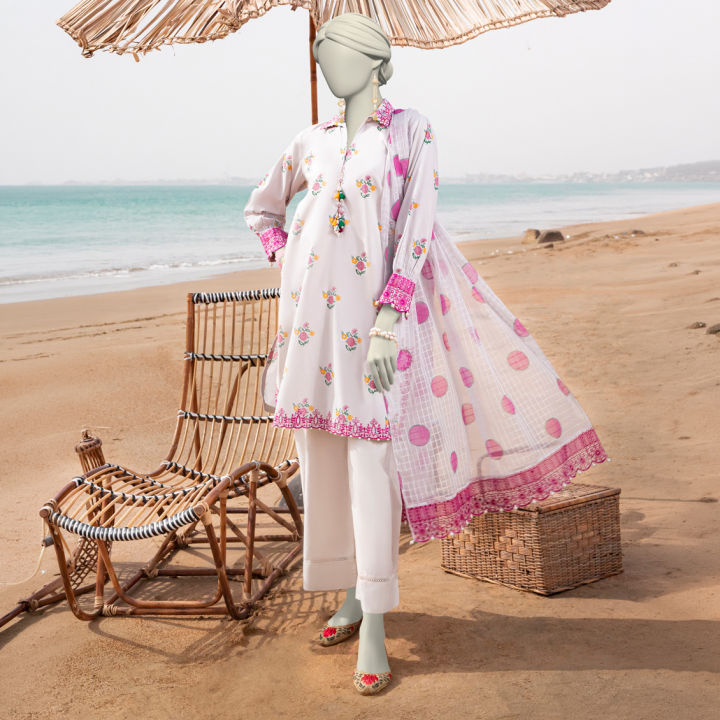 Junaid Jamshed Women Lawn Vol 1 Unstitched 2 Piece Shirt Dupatta For Women and Girls - Code: JLAWN-S-JDS-25-1068 BLOCKED PRINT-04