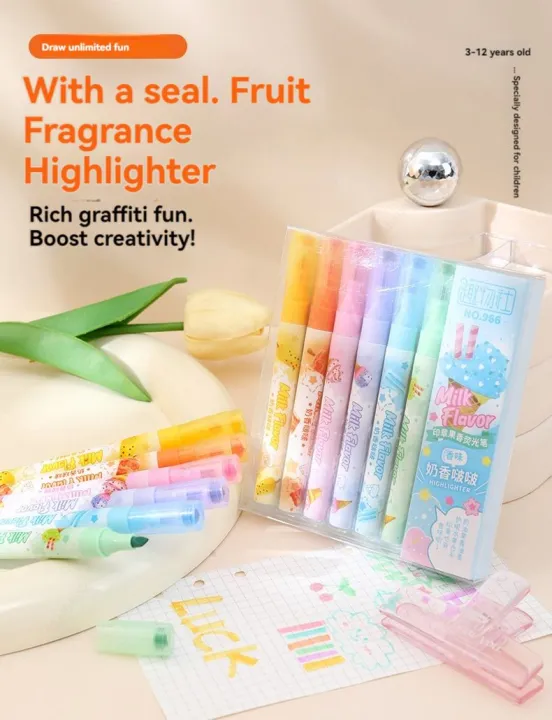 6%20Assorted%20Pastel%20Colors%20Chisel%20Tip%20Marker%20Pen%20Fluorescent%20Fragrance%20Stamp%20Highlighter%20for%20Kawaii%20Stationery%20-%20Image%206