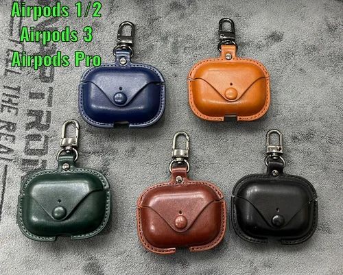 Original Earbuds Cover Black Airpod Leather Case, Size: Regular