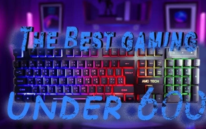 AMC Tech K23 Gaming Rainbow Lighting Keyboard – Vibrant Backlit Gaming Keyboard with Ergonomic Design for PC, Laptop, and Console