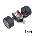 MOC Technology Assembles Cars Compatible with Lego style Particle Steering Belt Drive Integrated Structure Children's .