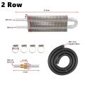 Universal 2 Rows Oil Cooler Kit, Aluminum Remote Transmission Engine Cooler Auto-Manual Radiator Converter Kit. 