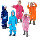 1-10 Years Old Children Raincoat Kids Boys Girls Waterproof Jumpsuit Hooded One-piece Cute Cartoon Baby Rainwear.