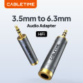 CABLETIME Audio Converter 3.5mm Male To 6.35mm Female Connectors for Amplifier Speaker AUX Cable Electric Guitar Adapter.