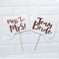ROSE GOLD FOIL TEAM BRIDE MISS TO MRS PHOTO BOOTH PROPS. 