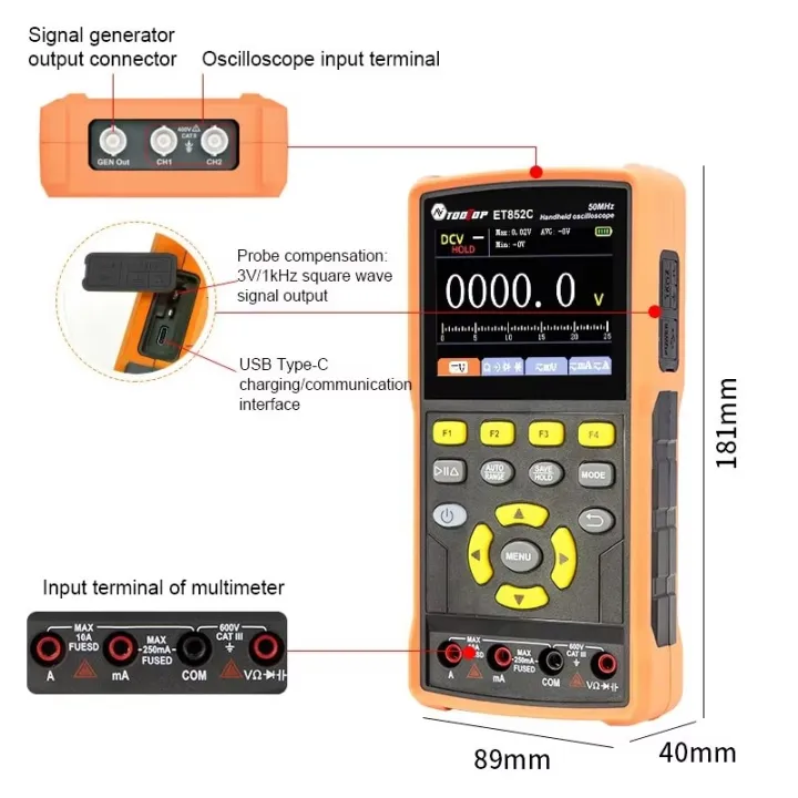 TOOLTOP%20ET852C%202CH%2050MHz%20Handheld%20Digital%20Oscilloscope%2025000%20Counts%20True%20RMS%20Multimeter%20Signal%20Generator%20128K%20Storage%20Depth%20-%20Image%204