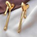 Stainless Melted Heart Stud Earring. 