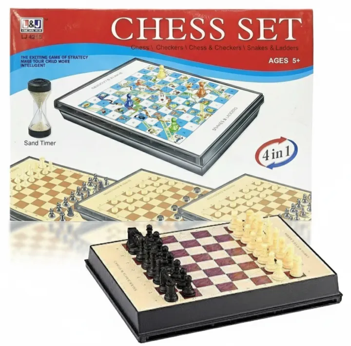4-in-1 Chess Game Set is an exciting and educational board game ...
