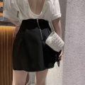 Xpqbb Korean Style White Mini Skirt for Women Streetwear High Wiast Puffy Short Skirts Ladies All-Match Simple A-line Y2K Skirt.
