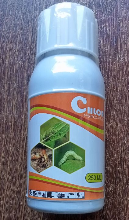 Chlorpyrifos 40 %. 250 ml. Aphids. Caterpillar. Plant root termite.