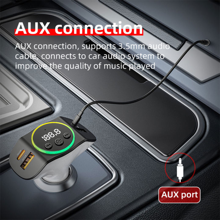 PD30W+QC3.0%20Bluetooth%205.3%20Car%20MP3%20Player%20FM%20Transmitter%20Wireless%20Handsfree%20U%20Disk%20Play%20Music%20USB%20Type-C%20Car%20Fast%20Charger%20Adapter%20-%20Image%203