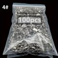 JSFUN 5 Size 100pcs/Pack Swivels Fishing Connector Pin Bearing Rolling Swivel Snap Fastlock Clips Fishhook Fishing Tackle.