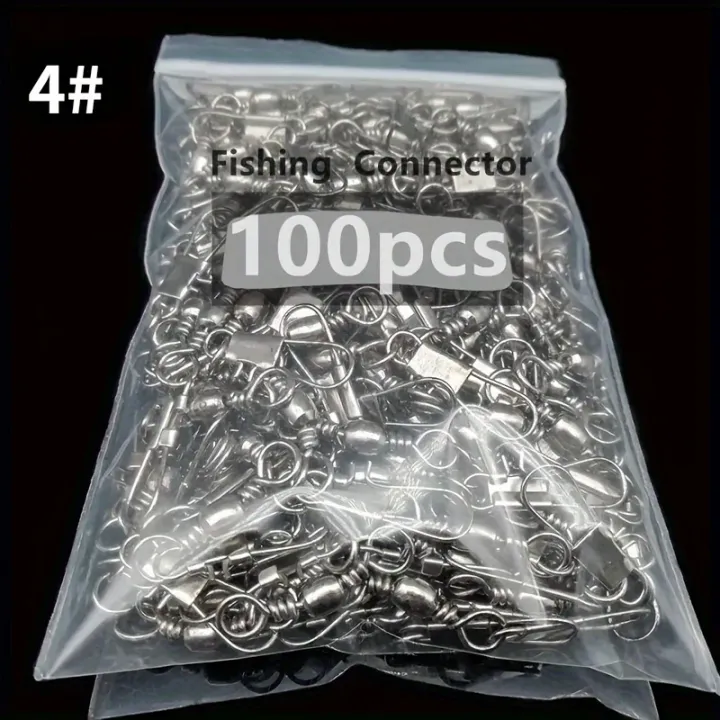 JSFUN%205%20Size%20100pcs/Pack%20Swivels%20Fishing%20Connector%20Pin%20Bearing%20Rolling%20Swivel%20Snap%20Fastlock%20Clips%20Fishhook%20Fishing%20Tackle%20-%20Image%207