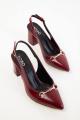 American Women Formal Sandals, Block Heels, Almond Toe, Vinyl Synthetic Leather, Year-Round Wear. 