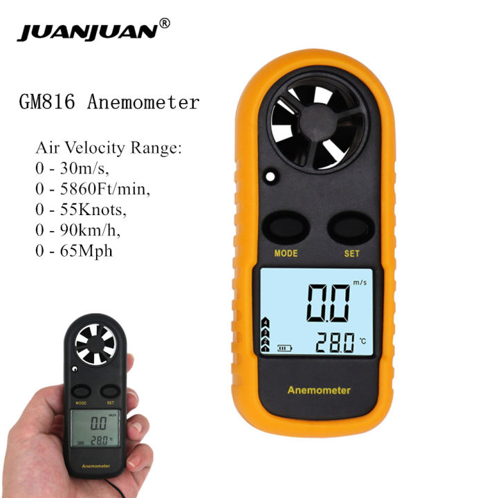 Digital Anemometer, Compact Wind Speed, Airflow And Temperature Tester