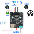 2*50W Bluetooth 5.0 Power Amplifier Class D Audio 10W~200W HiFi Stereo Wireless Music Player Mini USB Sound Card App Digital AMP. 
