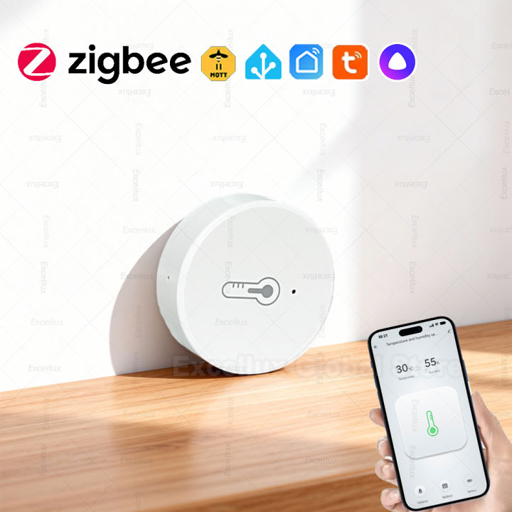 Tuya Zigbee 3.0 Temperature Humidity Sensor Real-time Monitoring Thermometer Hygrometer Works with Smart Life Home Assistant Z2M