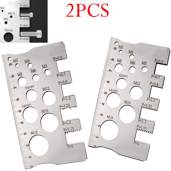 2 Pcs Screw Thread Pitch Gauge Ruler Measuring Tool Bolt Nut Metric ...