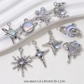 9pcs New Star Moon Enamel Charms Blue Fashion Y2K Style Pendants For Making DIY Handmade Findings Accessories Necklace Jewelry.