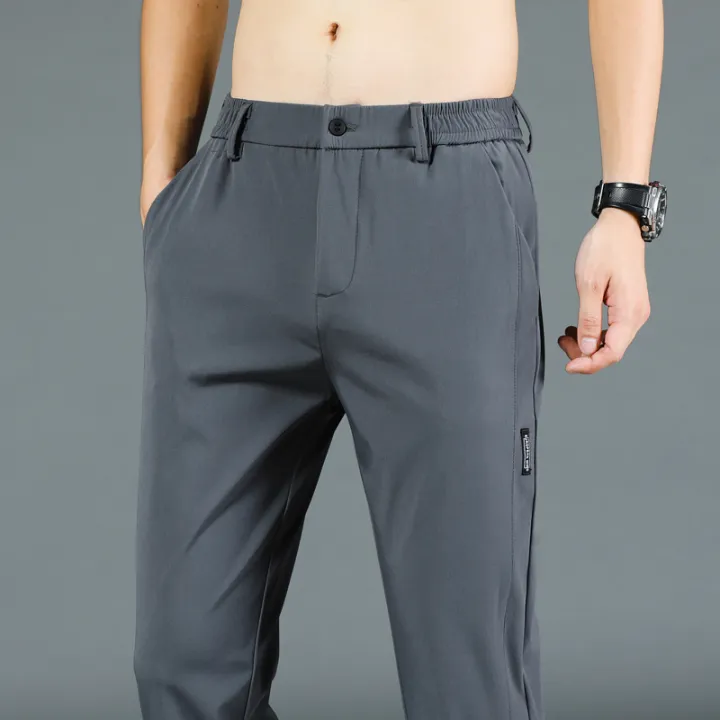 2024%20Summer%20New%20Thin%20Ice%20Silk%20Stretch%20Men's%20Pants%20Casual%20Elastic%20Waist%20Smooth%20Trouser%20Pants%20Male%20Brand%20Clothing%205%20Colour%20-%20Image%208