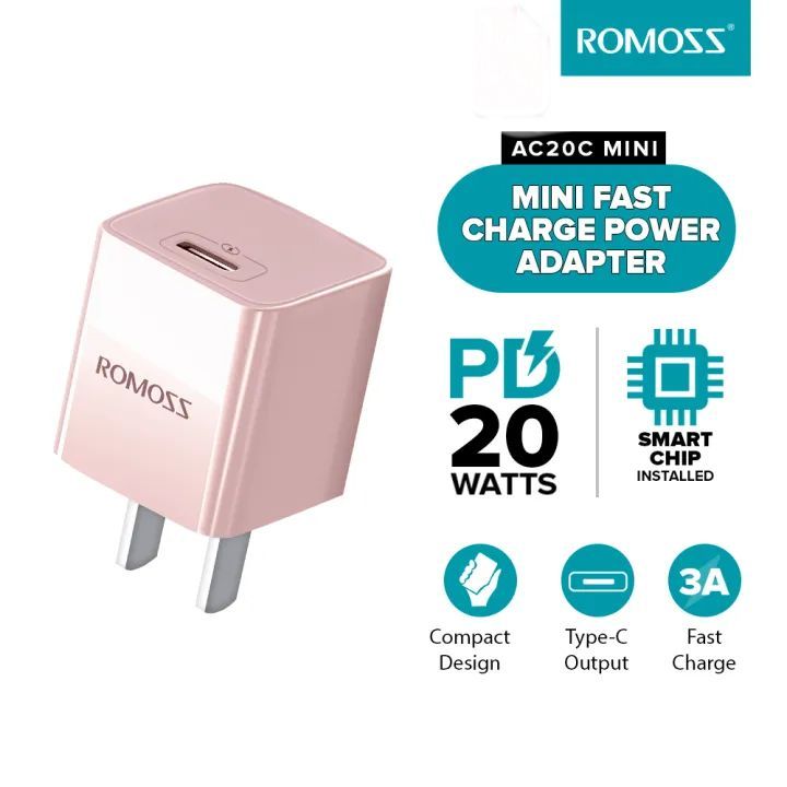 Original Romoss 20W PD Fast Charging USB-C Charger for iPad iPhone X 11 12 13 14 Pro