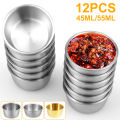 12 Pcs Sauce Dipping Bowl 304 Stainless Steel Dipping Cups Round Sauce Dishes 45/55ml Mini Reusable Seasoning Cups Dipping Cups.