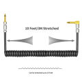 Curly Musical Instrument Audio Guitar Cable Cord 1/4 Inch Straight to Right-angle Gold-plated TS Plugs PU Jacket for Guitar Bass. 