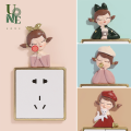 Uonehome ready to ship♥H044 modern minimalist 3D Little Loli girl Swiss fire cartoon character home decor wall decal home decor plug. 