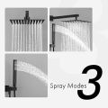 KES Black Shower Set 3-Function Concealed Shower System for Bathroom Wall Mounted 12-Inch Shower Head with Handheld Including Rough-in Valve Body and Trim. 