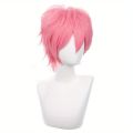 Short Pink Cosplay Wig Short Spiky Fluffy Heat Resistant Layered Synthetic Hair Men Women Halloween Party Wig. 