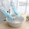 Dishwashing Gloves Single Layer Household Chore Splicing Sleeve Waterproof Gloves Plush Elastic Band Mouth Rubber Gloves. 