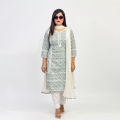 New Stylish Skin Print Readymade Stitched Lilen Two Piece For Women. 