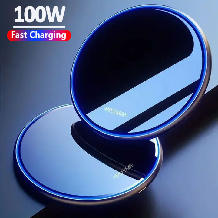 Metal Wireless Charger Pad Led Light for iPhone 17 16 15 14 13 12 Pro Max S25 Mini Fast Wireless Charging Station