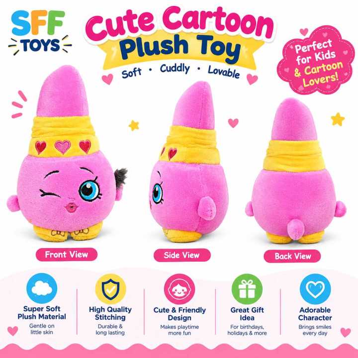 Cute Cartoon Plush Toy For Kids - Soft Pink Crayon Character Plush ...