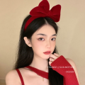 Velvet Big Bow Red Headband Ladies Elegant Temperament High Cranial Headband Fashion Girls Cute Headband. 