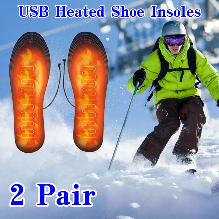2/1 pair Electric USB Heated Shoe Insoles Warming Pad Feet Warmer Sock Pad Mat Winter Outdoor Sports Heating Insole Winter Warm