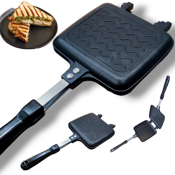 Grill Pan Mini Non Stick Pan,Double Non stick Frypan Panini Maker Pan, Bread Presser