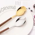 4/12/16Pcs Mirror Gold Cutlery Set Chopsticks Knife Fork Spoon Set Imitation Wooden Handle Korean Dinnerware Luxury Tableware. 