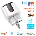 Tuya Smart EU Plug WiFi+Bluetooth 20A Socket With Power Monitoring Timer Child Lock Outlet  Home Alice SmartThings Alexa. 