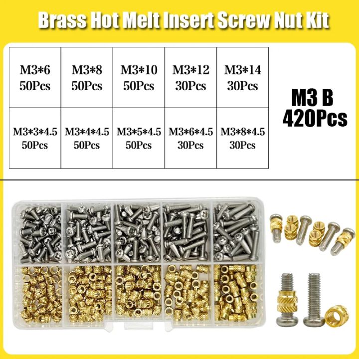420/500Pcs%20Stainless%20Steel%20Heat%20Insert%20Nut%20TS100%20Brass%20Hot%20Melt%20Insert%20Nuts%20for%20Welding%20Internal%20Thread%20Head%20Bolt%20Insert%20-%20Image%203