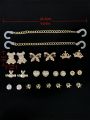 24PCS Crocodile Shoes with Plated Gold Bear Bow Crown DIY Shoe Accessories Unique Holiday Ideas.