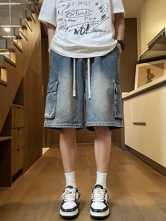 Summer%20Men's%20Cargo%20Denim%20Shorts%20Baggy%20Straight%20Fashion%20Casual%20Wide%20Leg%20Short%20Pants%20Big%20Pocket%20Beach%20Vacation%20Short%20Jeans%20Male%20-%20Image%202